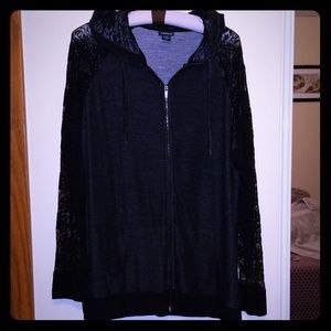 Lace sleeved hoodie